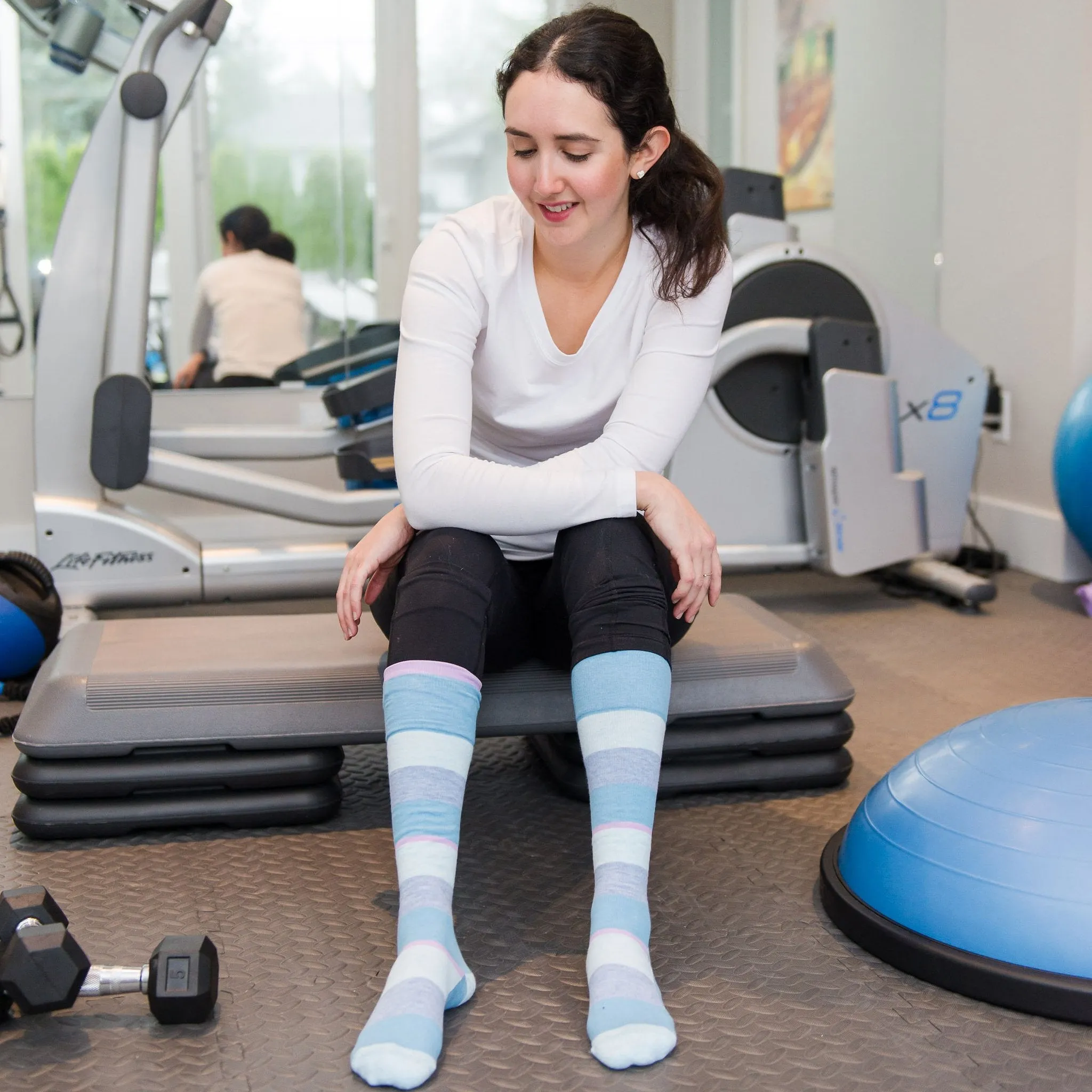 Dusk Blue Stripes Cotton Energy Socks