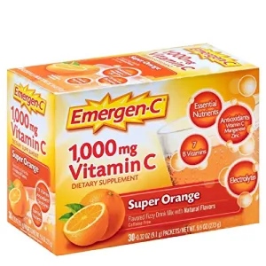 Emergen-C Vitamina C Sabores Fizzy Drink Mix Packets, Super Orange 30 ea (Paquete de 3)