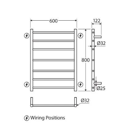 Fienza Isabella Heated Towel Rail - Chrome