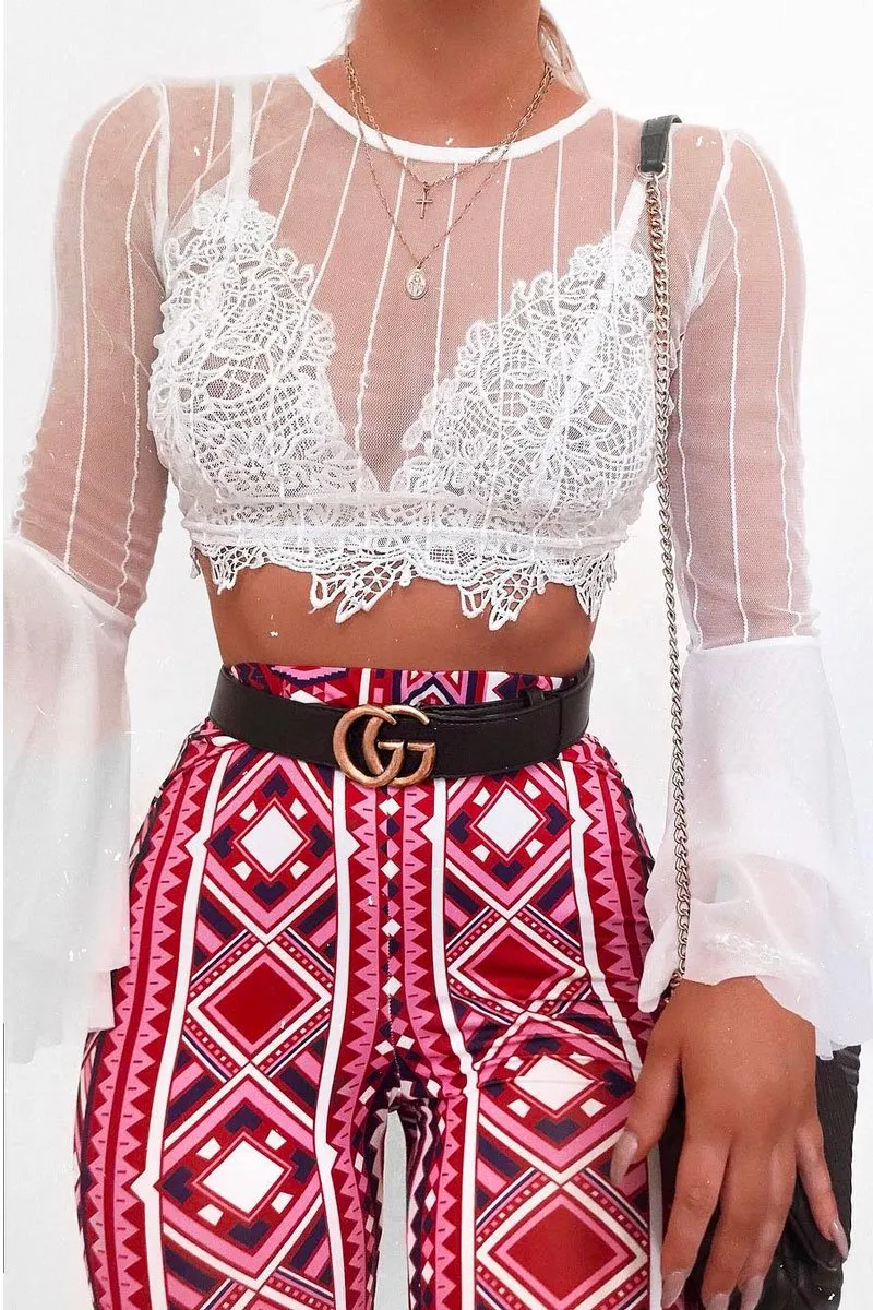 Fuchsia Aztec Print Flares - Mayna
