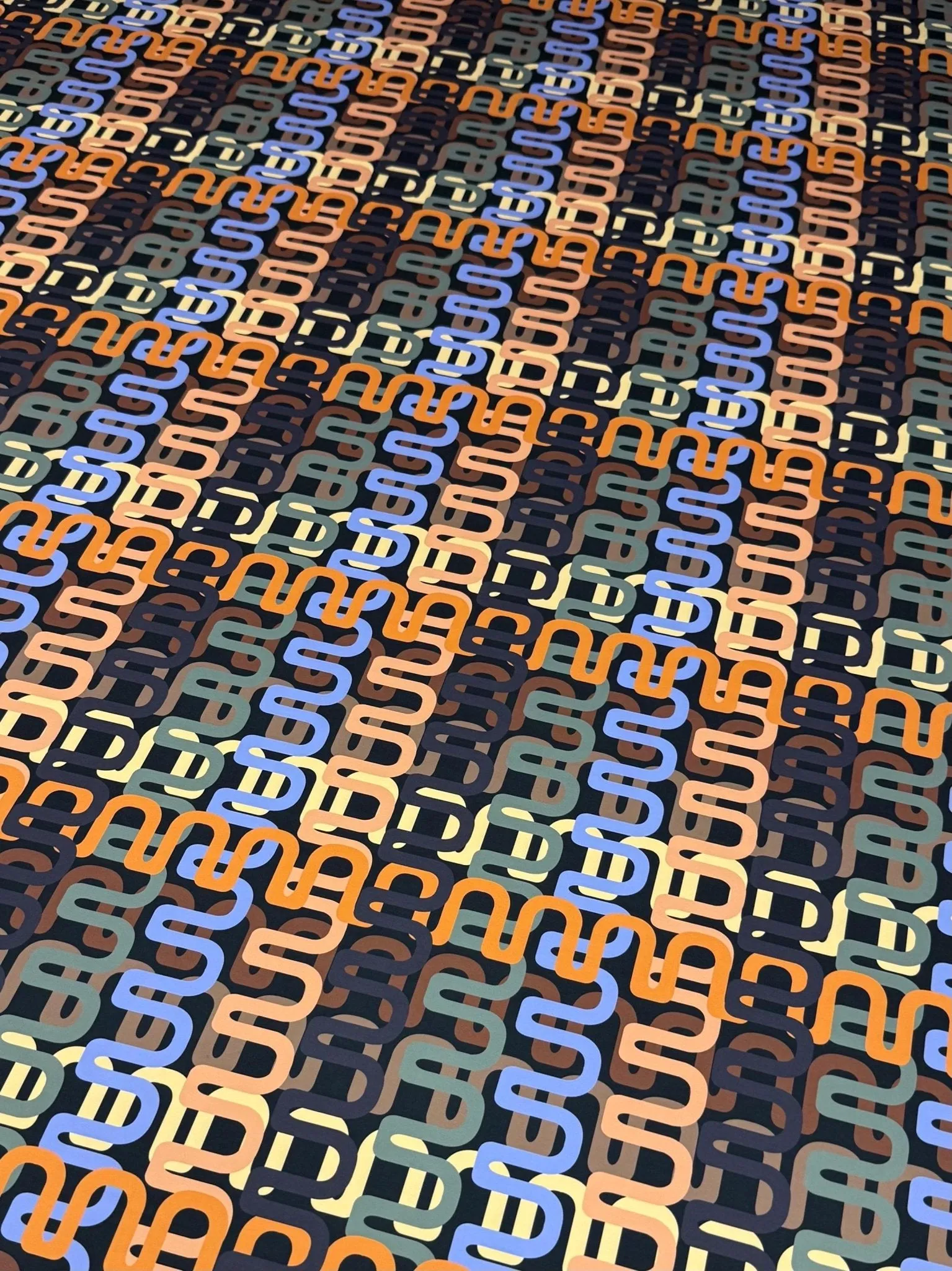 Geometric Retro Chain Link Pattern Fabric - Bold & Trendy Design Fabric By The Yard