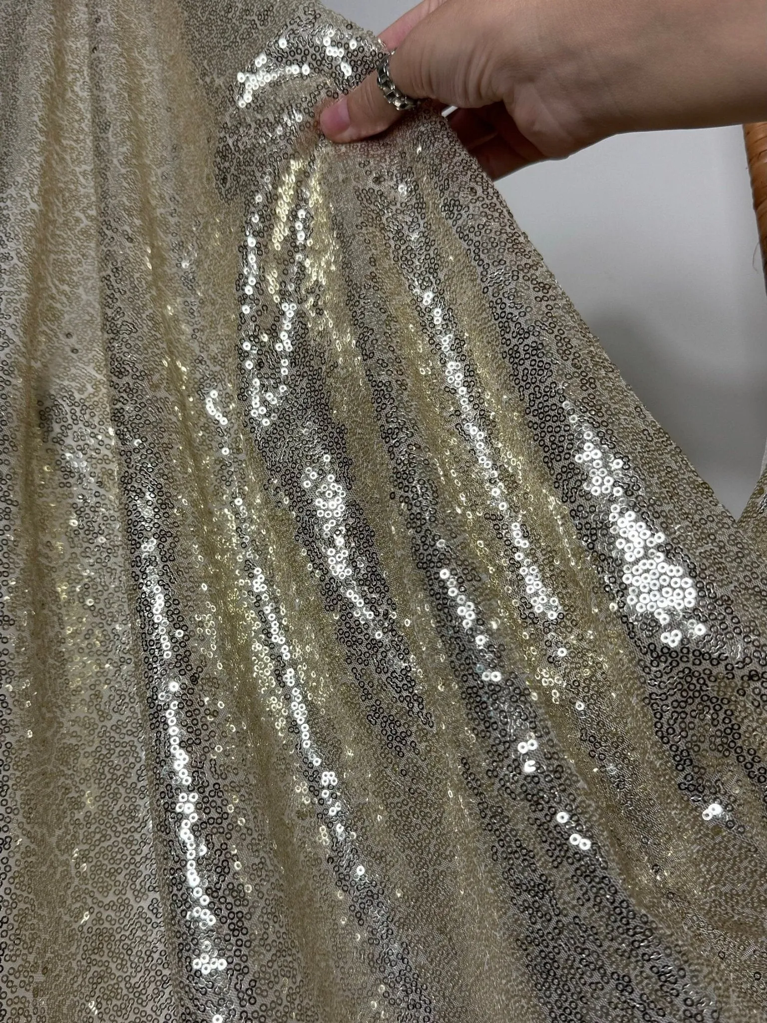 Gold Sequins Glitz on Mesh Fabric