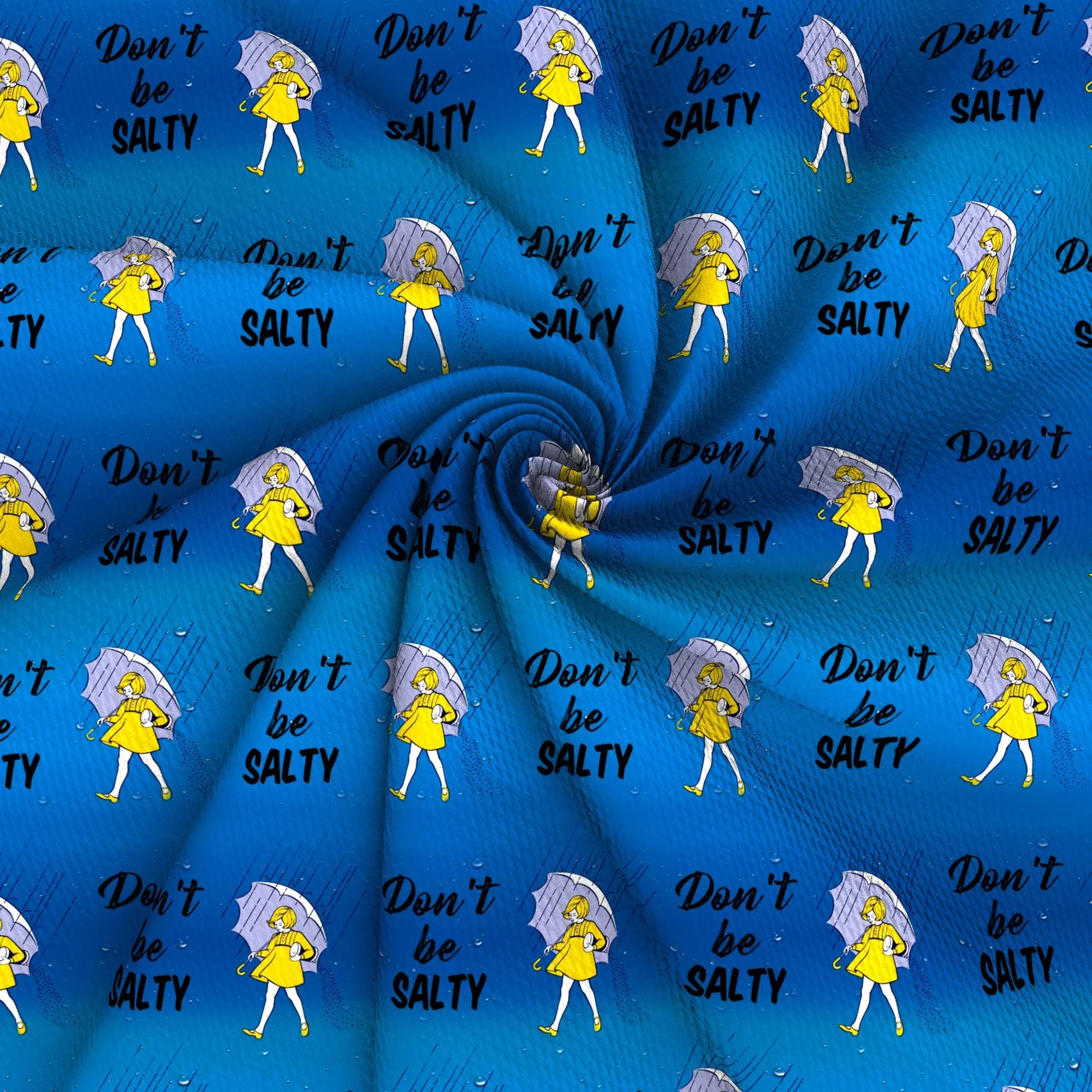 gradient color don't be salty morton saltlittle girl with umbrella letters alphabet fabric