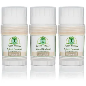 Green Tidings All Natural Deodorant- Unscented 1 Ounce 3 PACK