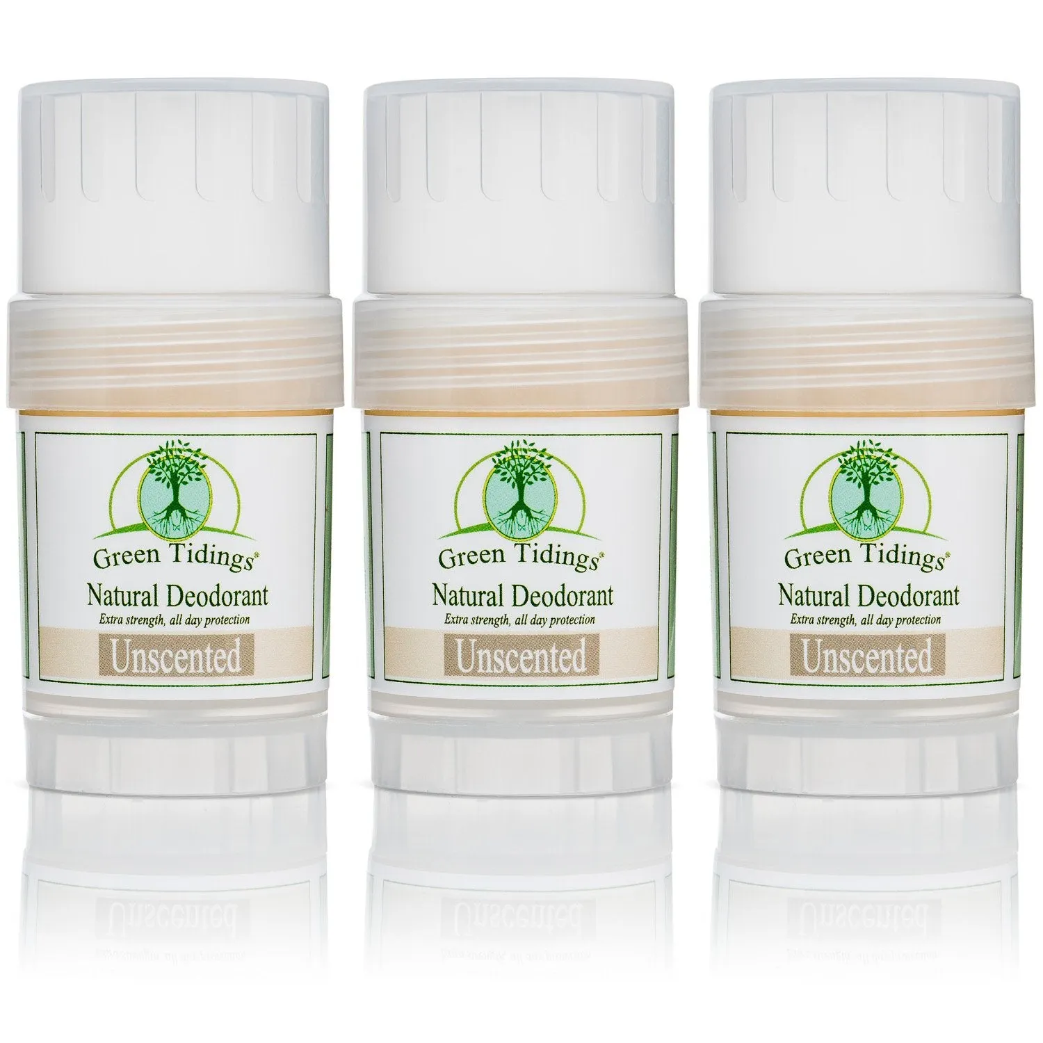 Green Tidings All Natural Deodorant- Unscented 1 Ounce 3 PACK