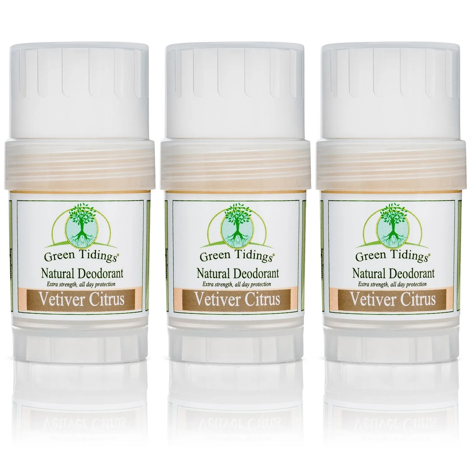 Green Tidings All Natural Deodorant- Vetiver Citrus, 1 Ounce 3 PACK 15% OFF