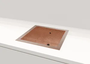 Hammered Undermount Square Copper Bar Sink - Grosseto 17.8"