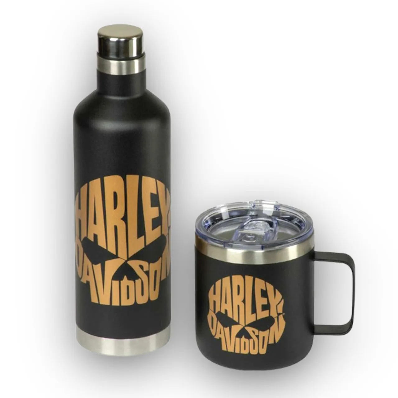 Harley-Davidson® Copper Skull Travel Mug & Water Bottle Set - Stainless Steel