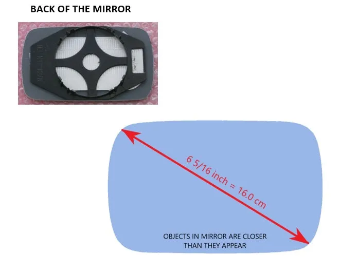 Heated Mirror Glass With Plastic Backing Plate Attached for BMW 325I 1987 - 1995