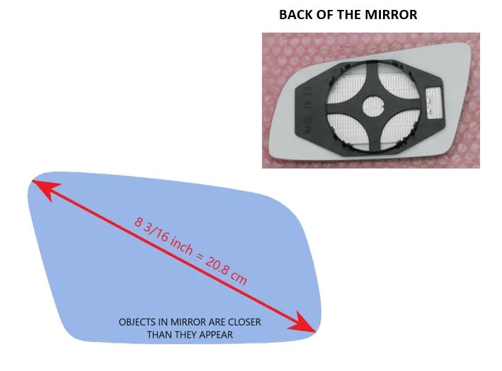 Heated Mirror Glass With Plastic Backing Plate Attached for BMW 535I XDRIVE 2009