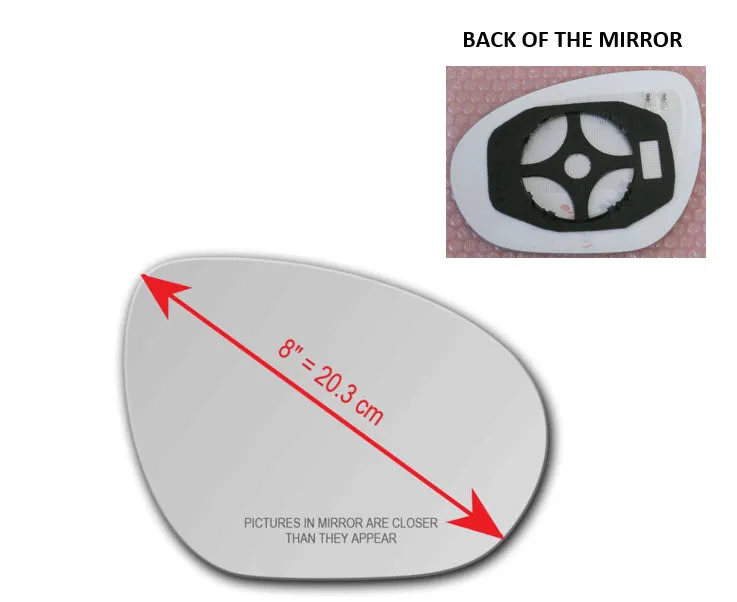 Heated Mirror Glass With Plastic Backing Plate Attached for Nissan Cube 2009 - 2014