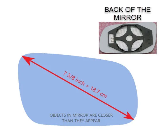 Heated Mirror Glass with Plastic Backing Plate Attached for Volkswagen VW Cabrio 1999 - 2002