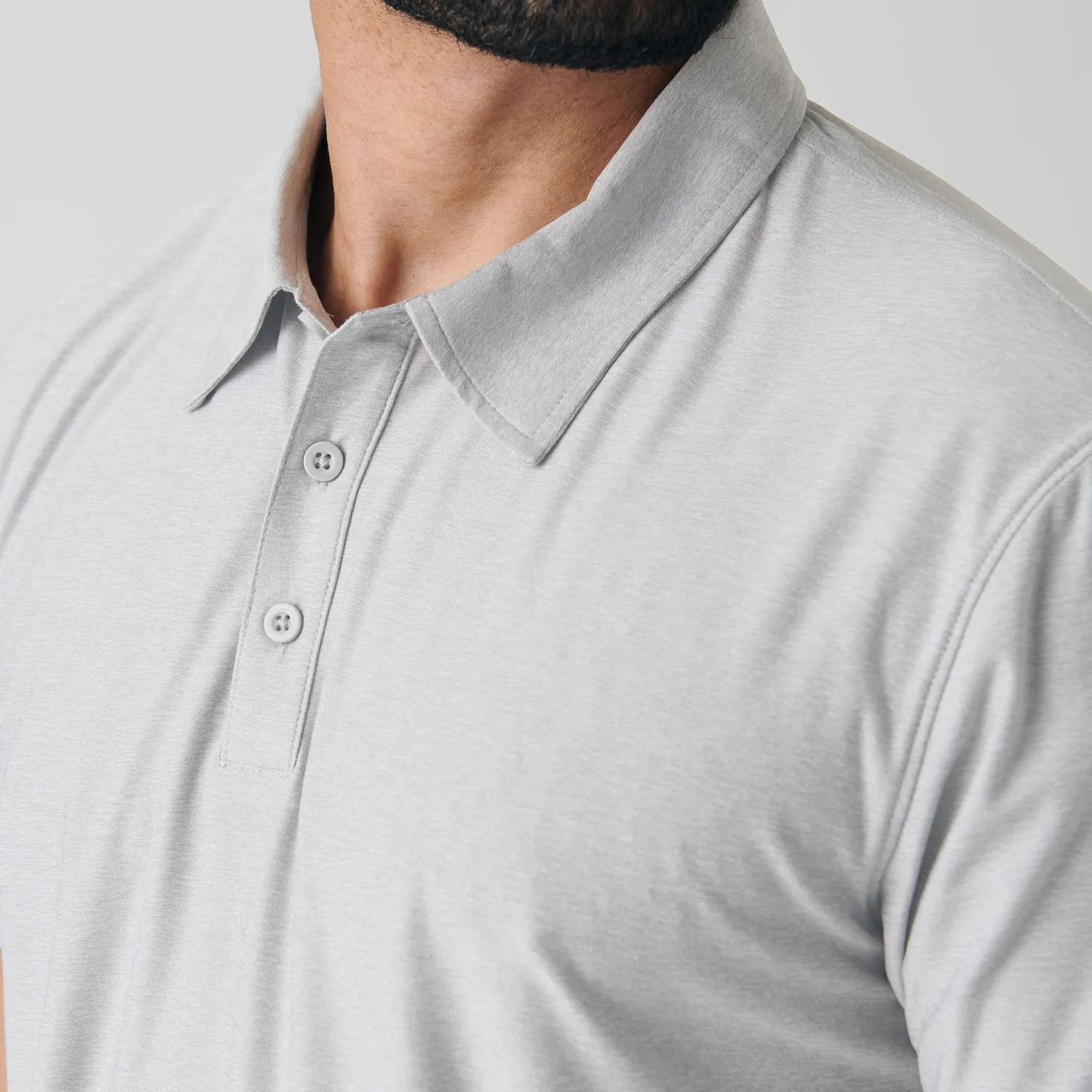 Heather Light Gray Active Short Sleeve Polo