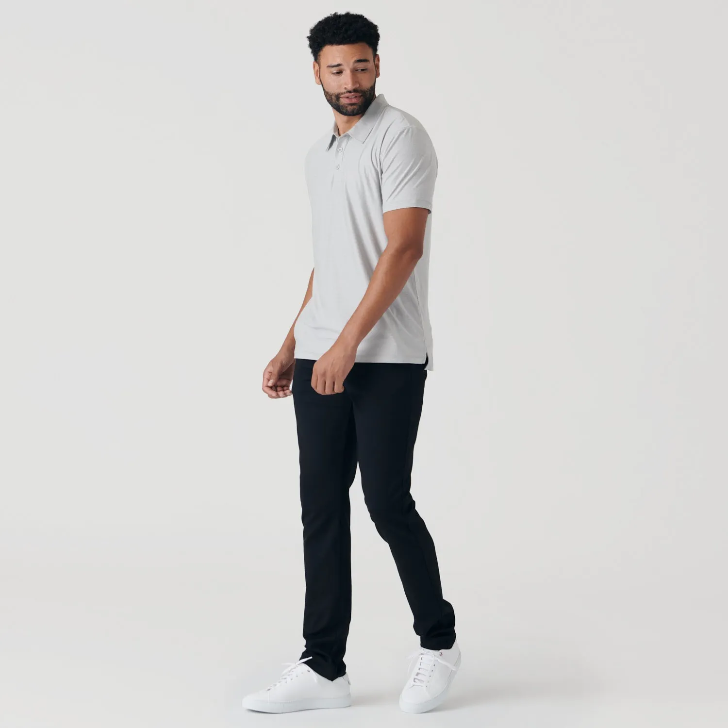 Heather Light Gray Active Short Sleeve Polo