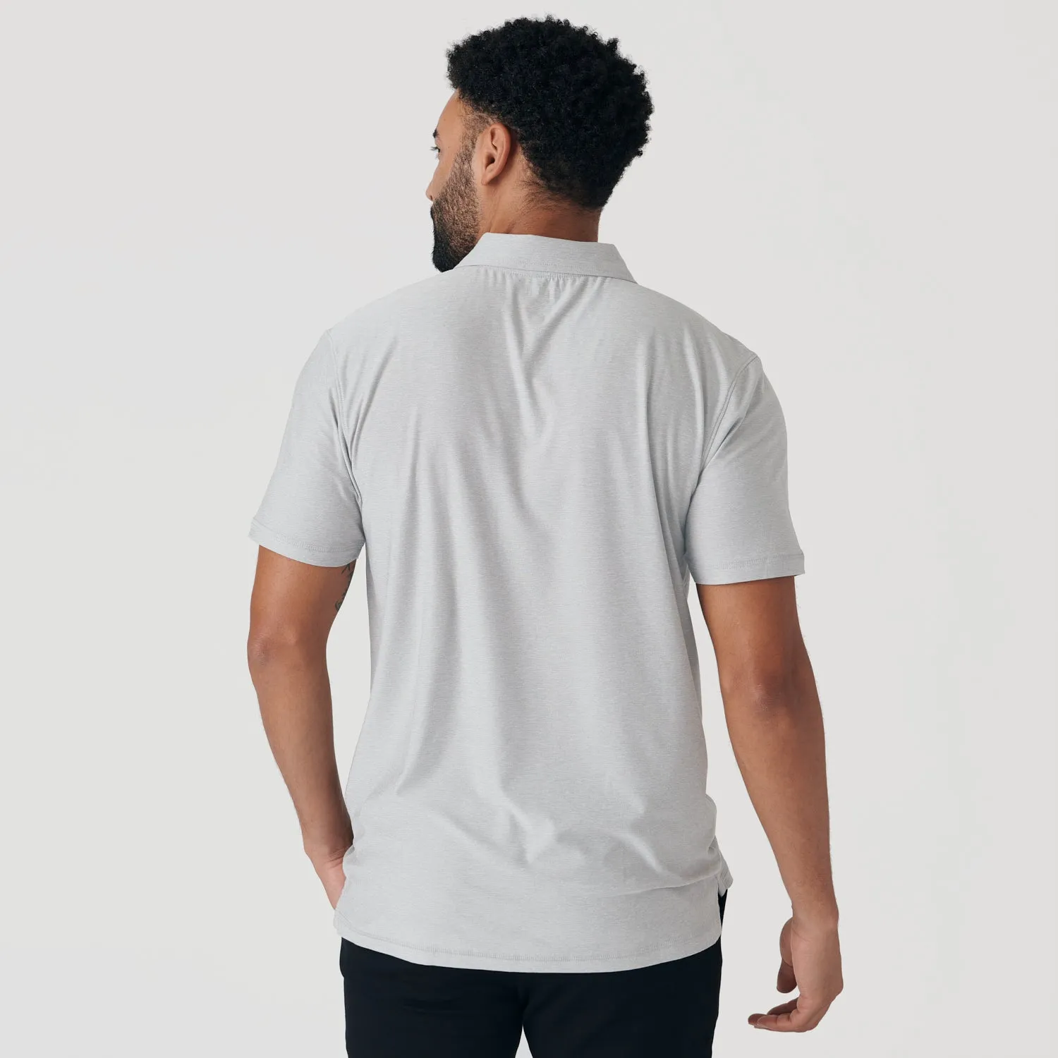 Heather Light Gray Active Short Sleeve Polo