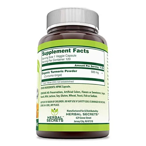 Herbal Secrets cúrcuma 500 mg 120 °Cápsulas Vegetales (orgánico)