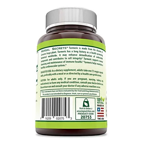 Herbal Secrets cúrcuma 500 mg 120 °Cápsulas Vegetales (orgánico)