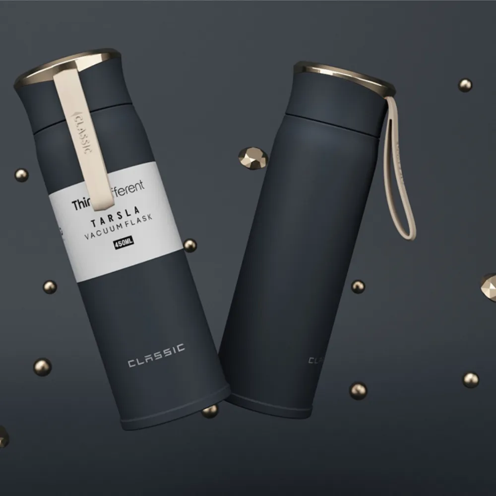 Homlly Tarsla Double Insulated  Travel Tumbler Gold Cap (450ml)