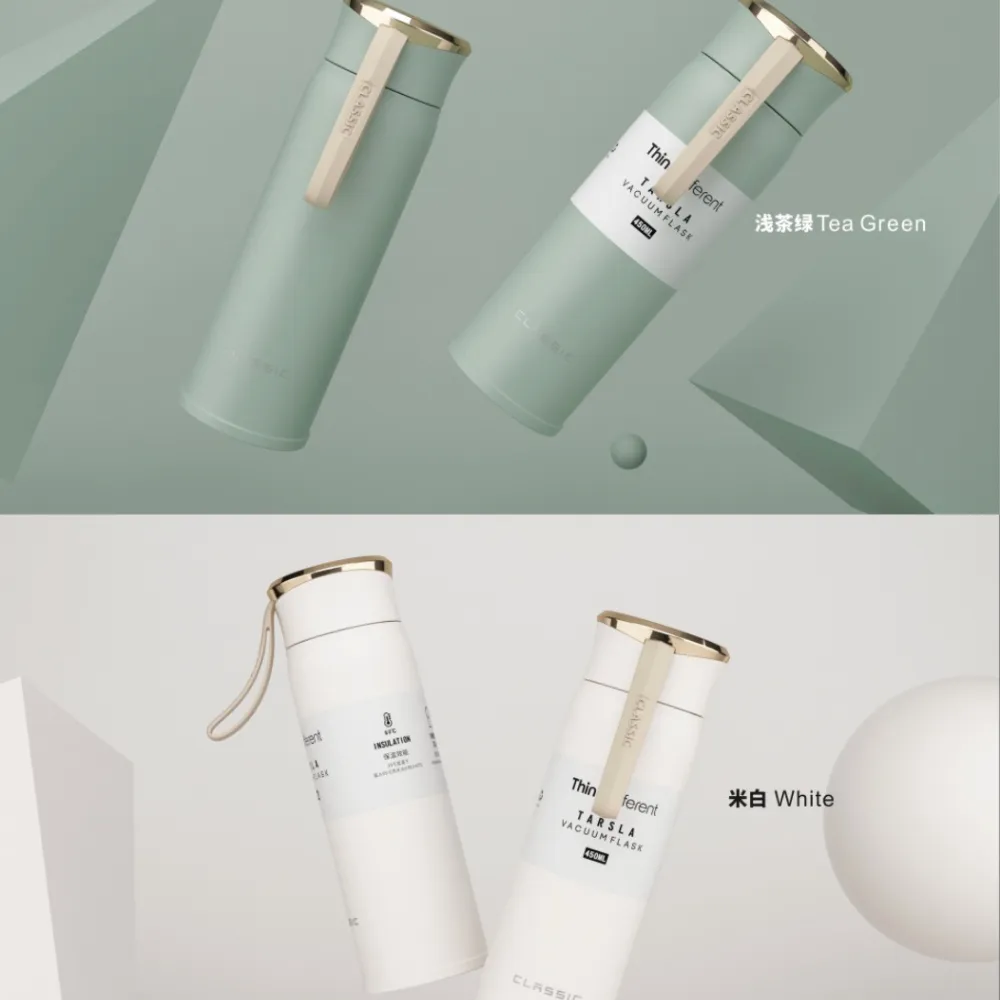Homlly Tarsla Double Insulated  Travel Tumbler Gold Cap (450ml)
