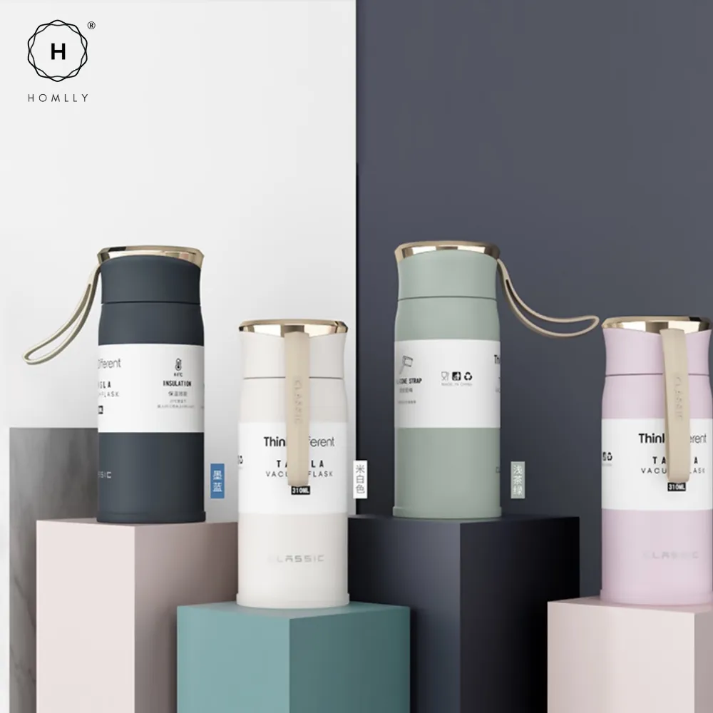 Homlly Tarsla Double Insulated  Travel Tumbler Gold Cap (450ml)