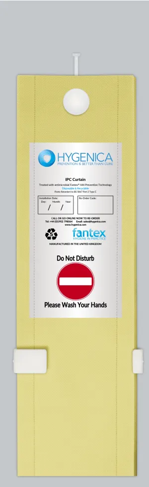 Hygenica - Anti Microbial Treated Fantex® IPC Disposable Cubicle Curtain - small (2400mm x 2000mm), multiple hook options