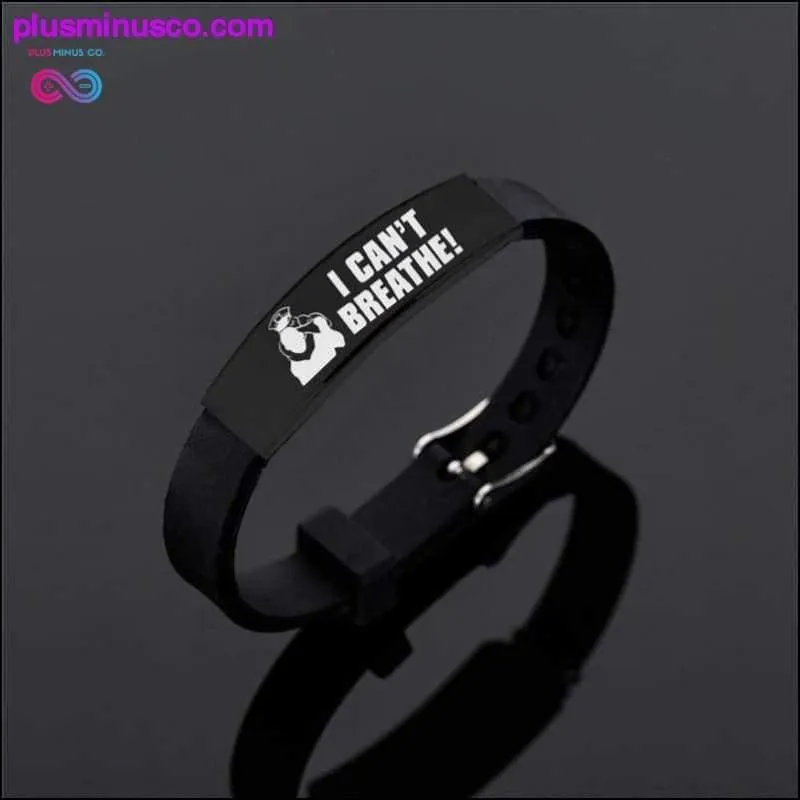I Can't Breath Bracelets Black Stainless Steel Silicone