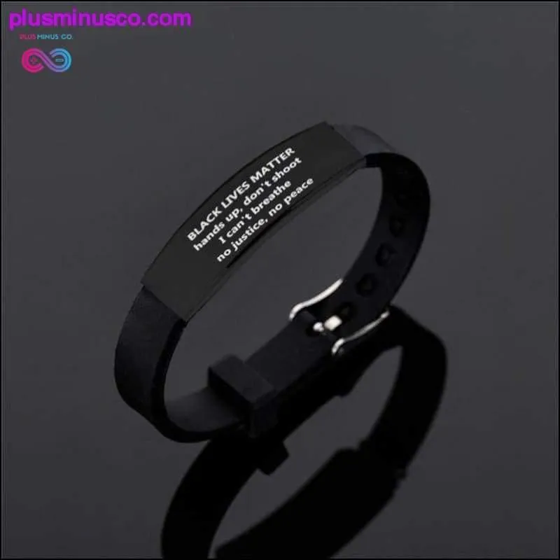 I Can't Breath Bracelets Black Stainless Steel Silicone