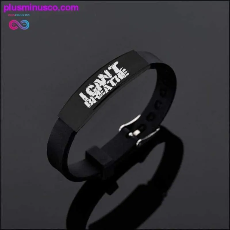 I Can't Breath Bracelets Black Stainless Steel Silicone