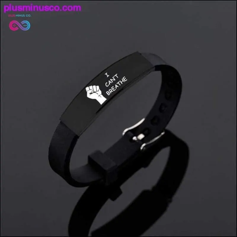 I Can't Breath Bracelets Black Stainless Steel Silicone