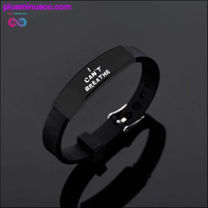 I Can't Breath Bracelets Black Stainless Steel Silicone