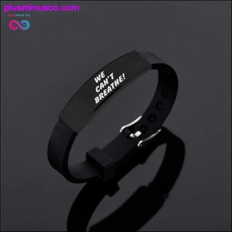 I Can't Breath Bracelets Black Stainless Steel Silicone