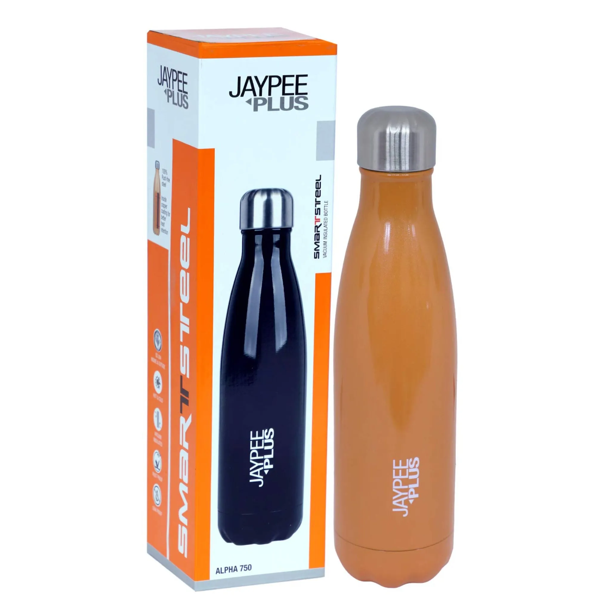 Jaypee Plus Alpha 750 Stainless Steel Water Bottle, 750 ml, Orange