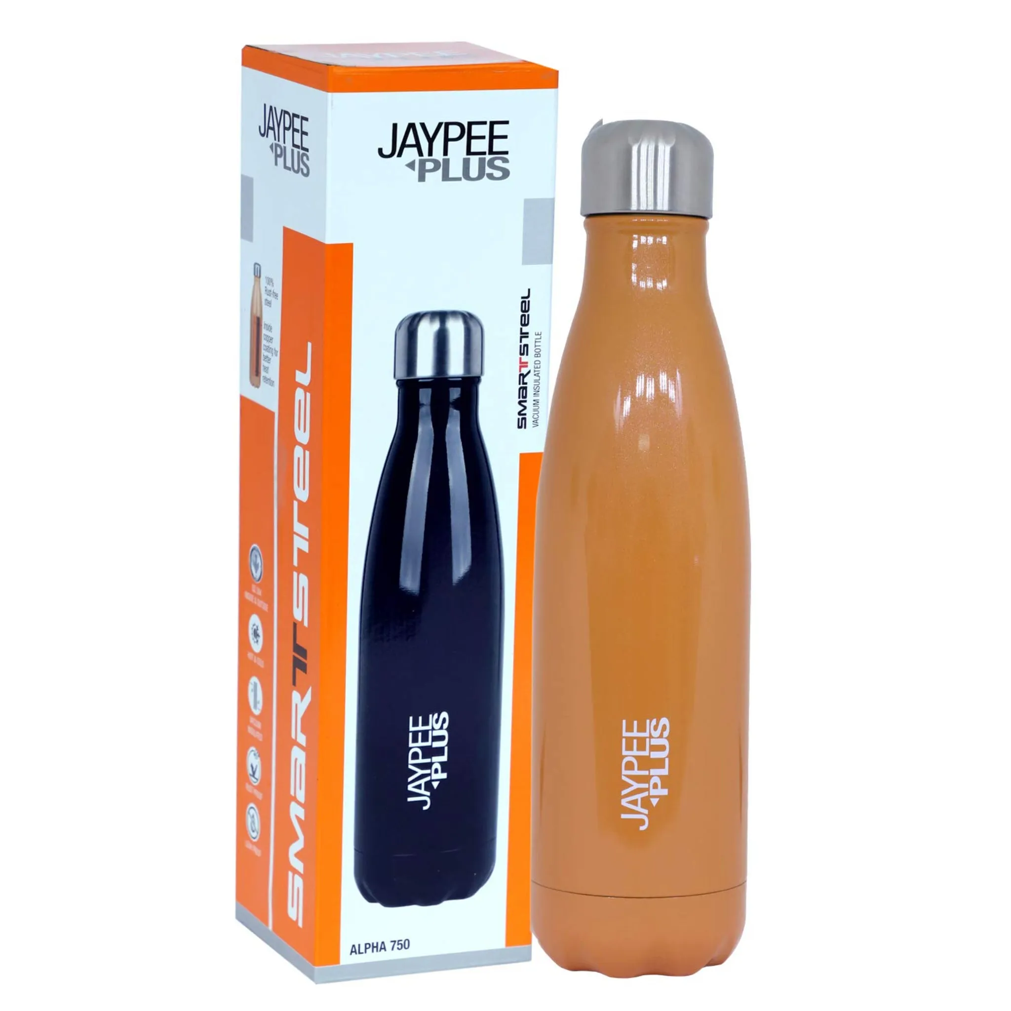 Jaypee Plus Alpha 750 Stainless Steel Water Bottle, 750 ml, Orange