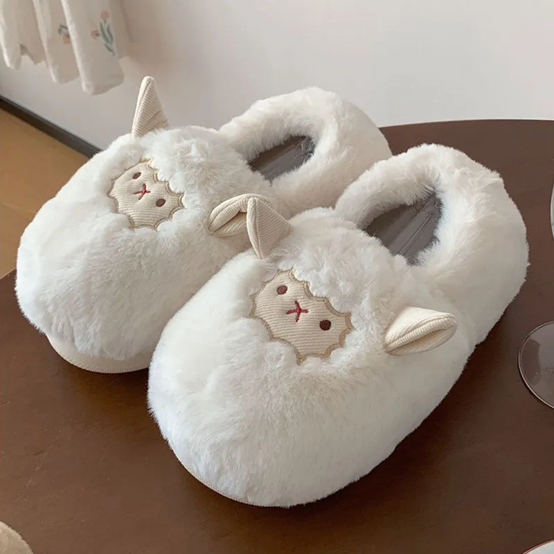 Kawaii Plush Sheep Cotton Shoes