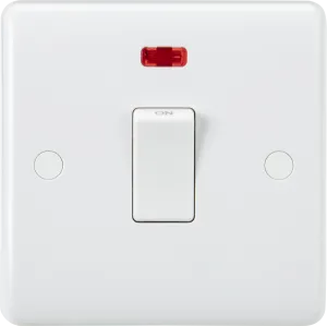 Knightsbridge CU8341NF White Curved Edge 20A 1G DP Switch with Neon & Flex Outlet from base