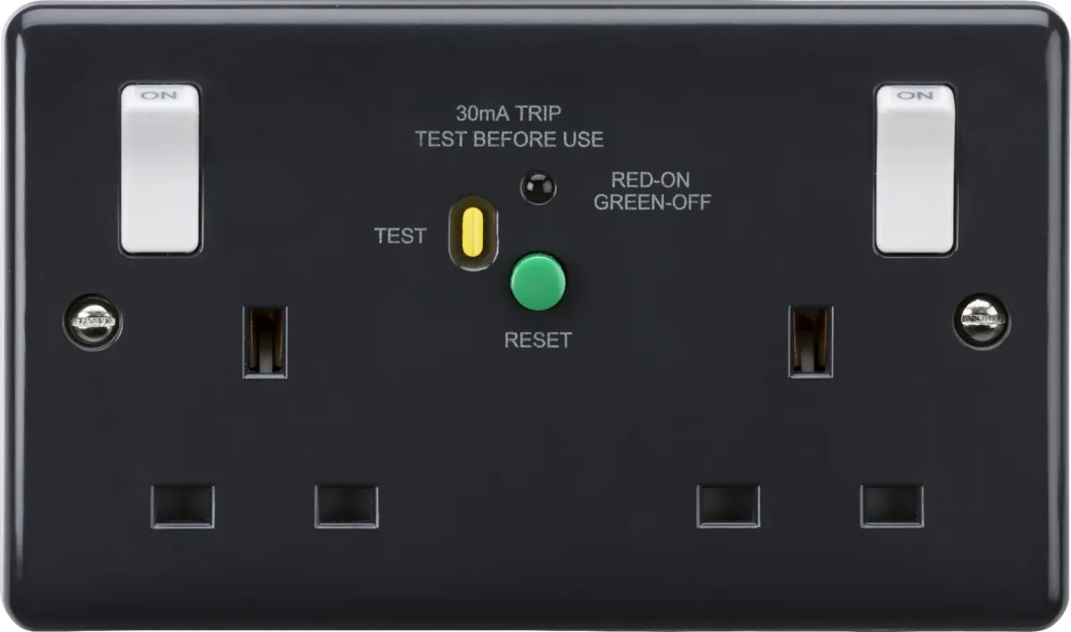 Knightsbridge PM9RCD Part M 13A 2G DP RCD Switched Socket with White Outboard Rockers (Type-A)