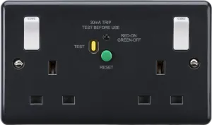 Knightsbridge PM9RCD Part M 13A 2G DP RCD Switched Socket with White Outboard Rockers (Type-A)