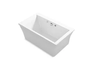 KOHLER K-24019-GHW Stargaze 60" x 34" freestanding Heated BubbleMassage air bath with Bask heated surface and fluted shroud