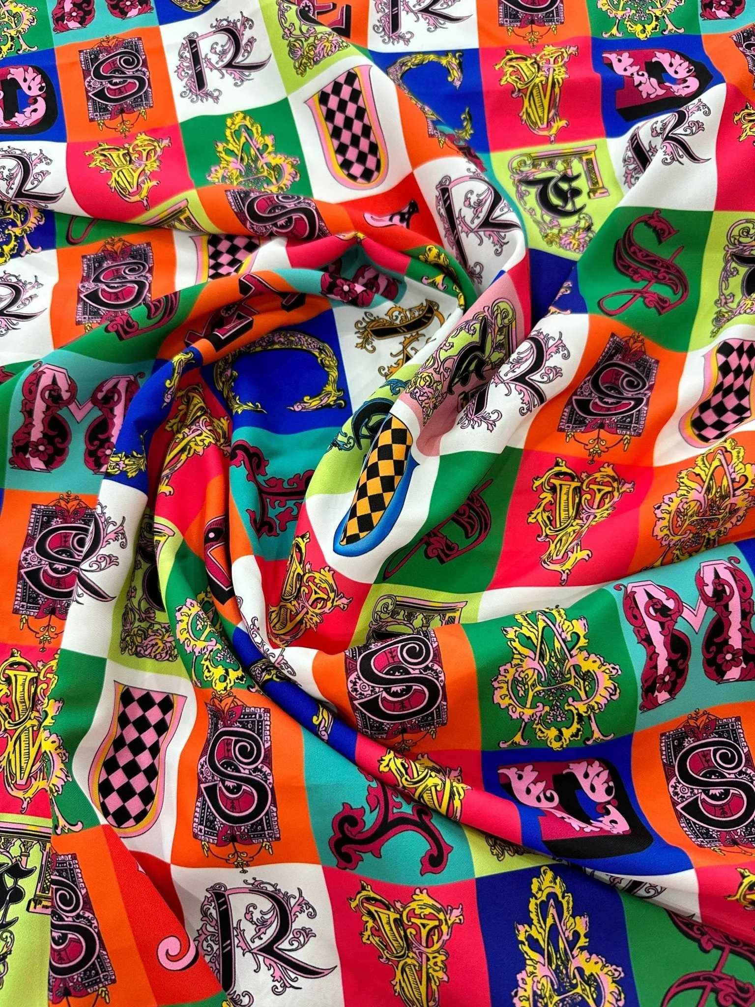 Letter Print Cotton Fabric - Sewing Craft Material