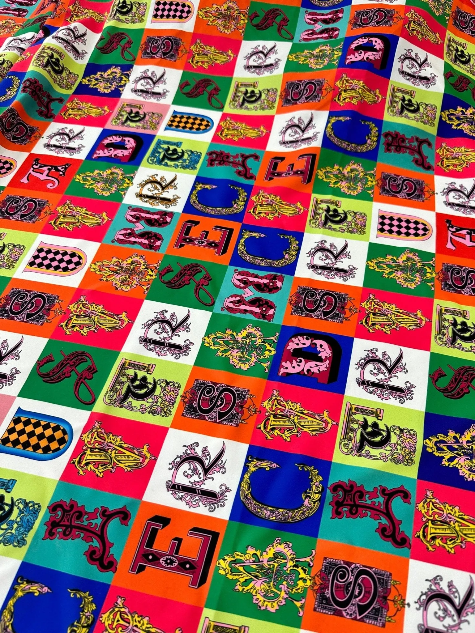 Letter Print Cotton Fabric - Sewing Craft Material