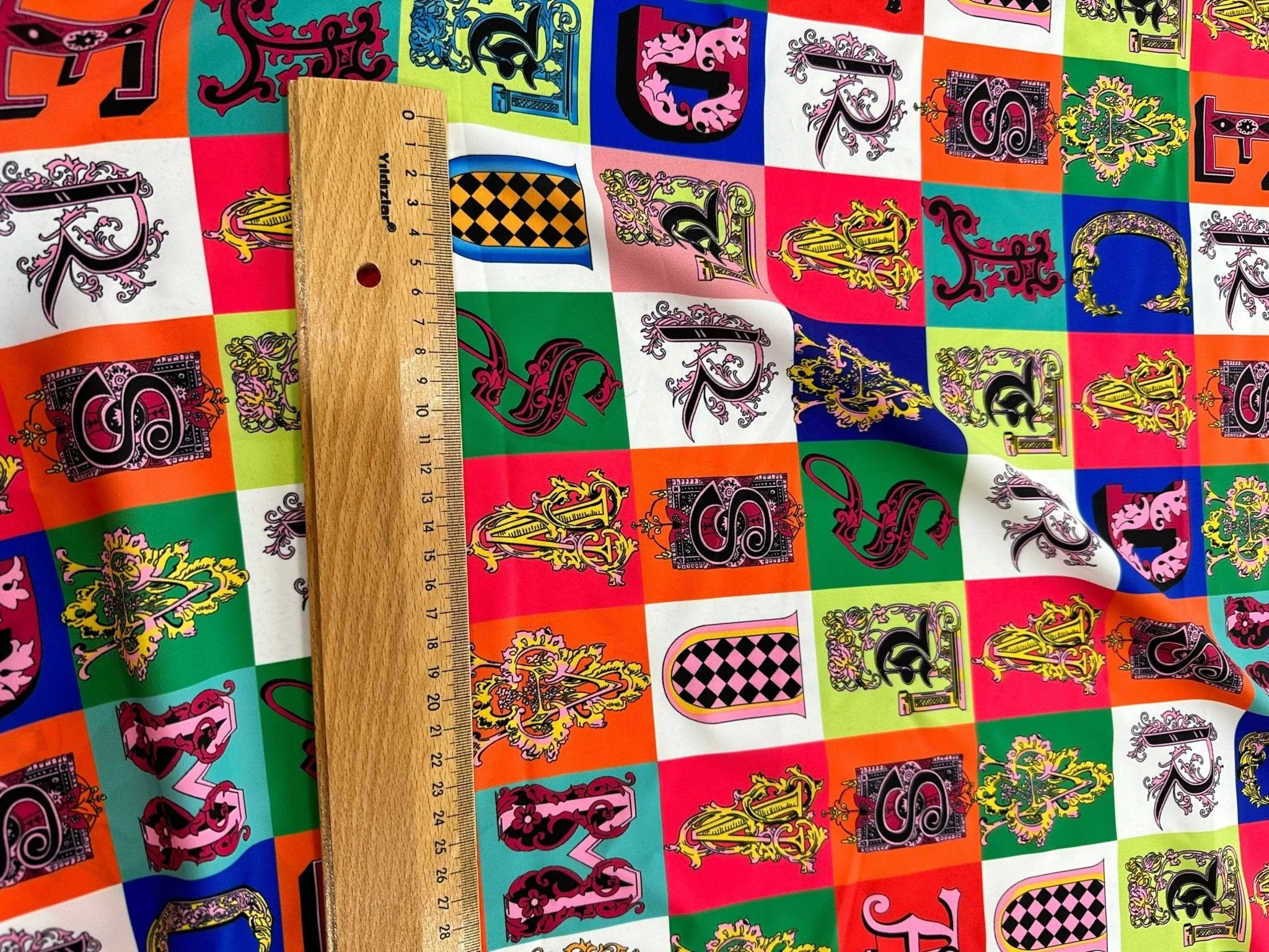 Letter Print Cotton Fabric - Sewing Craft Material
