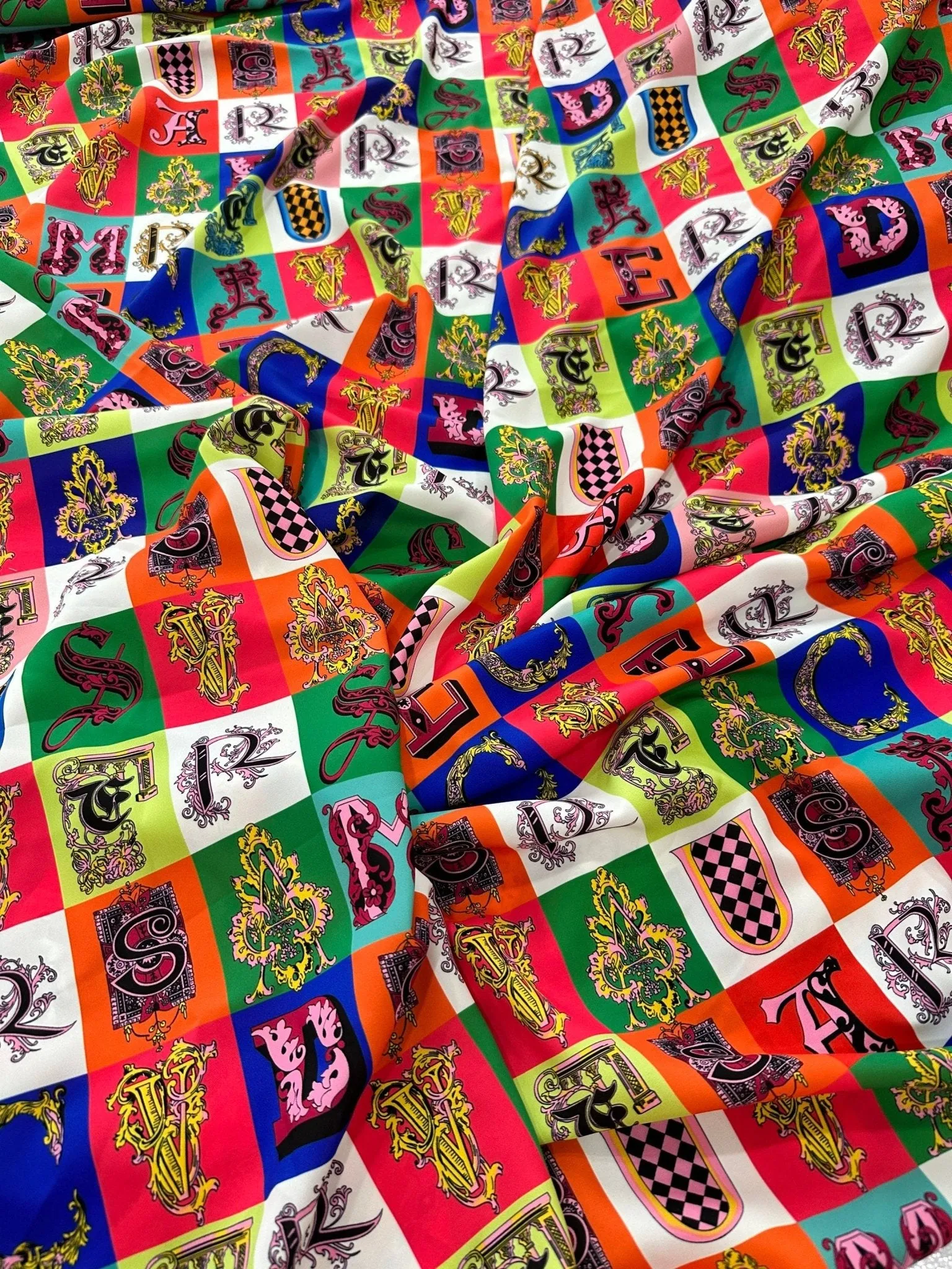 Letter Print Cotton Fabric - Sewing Craft Material