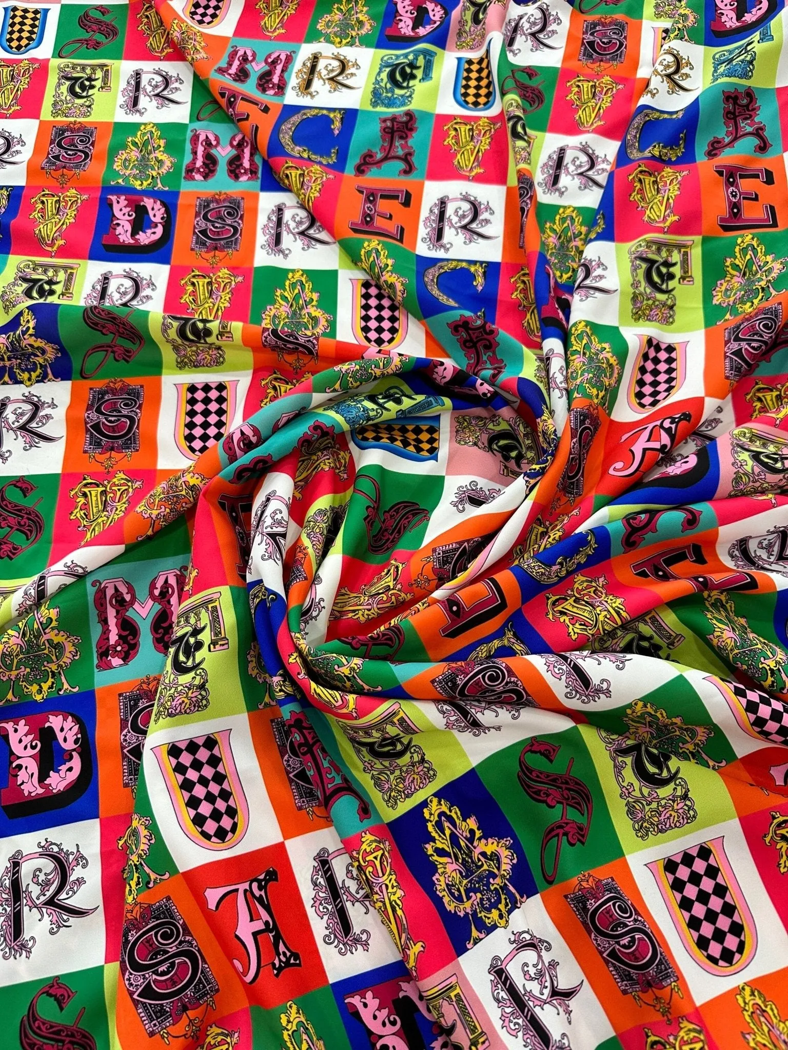 Letter Print Cotton Fabric - Sewing Craft Material