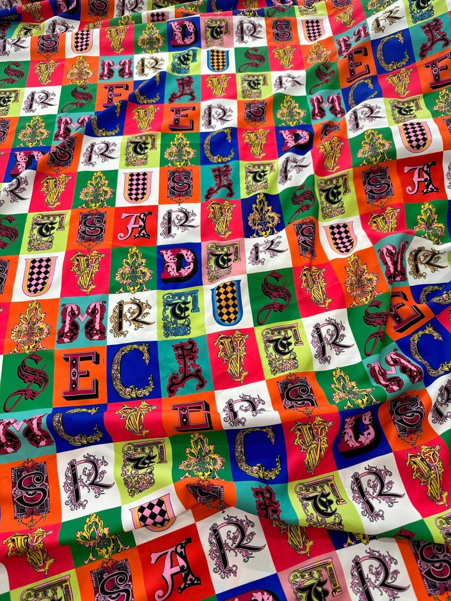 Letter Print Cotton Fabric - Sewing Craft Material