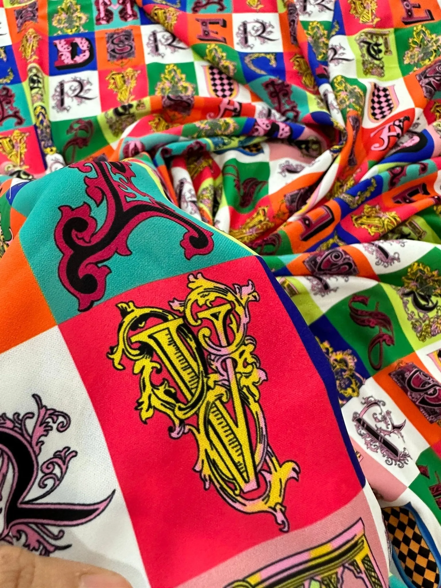 Letter Print Cotton Fabric - Sewing Craft Material