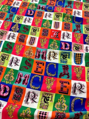 Letter Print Cotton Fabric - Sewing Craft Material