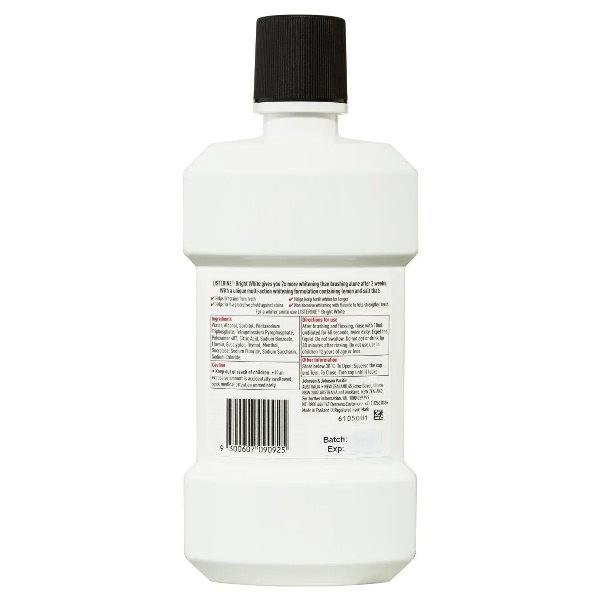 Listerine Bright White Multi-Action Whitening Mouthwash 500mL - Clearance