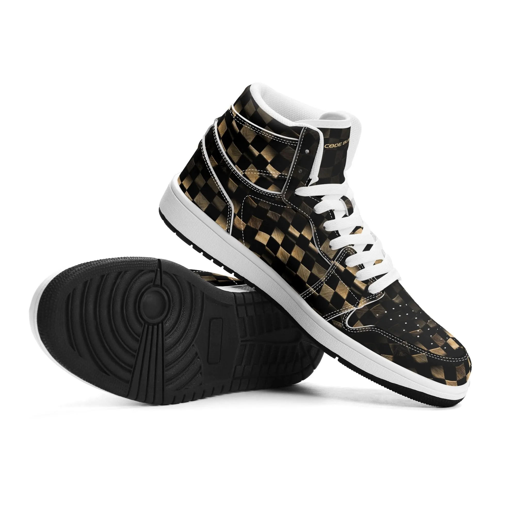 Mens Premium High Top Leather Sneakers