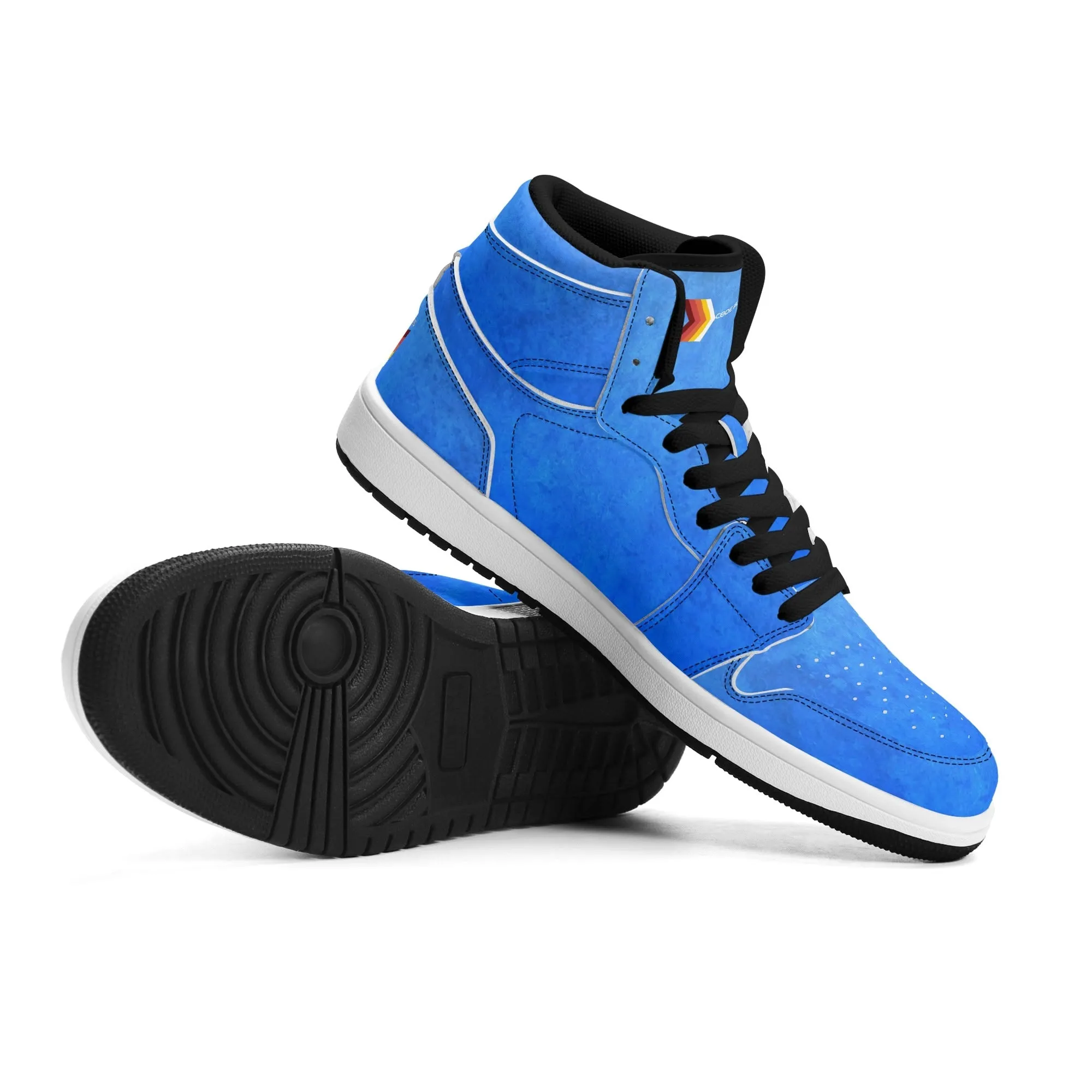 Mens Premium High Top Leather Sneakers