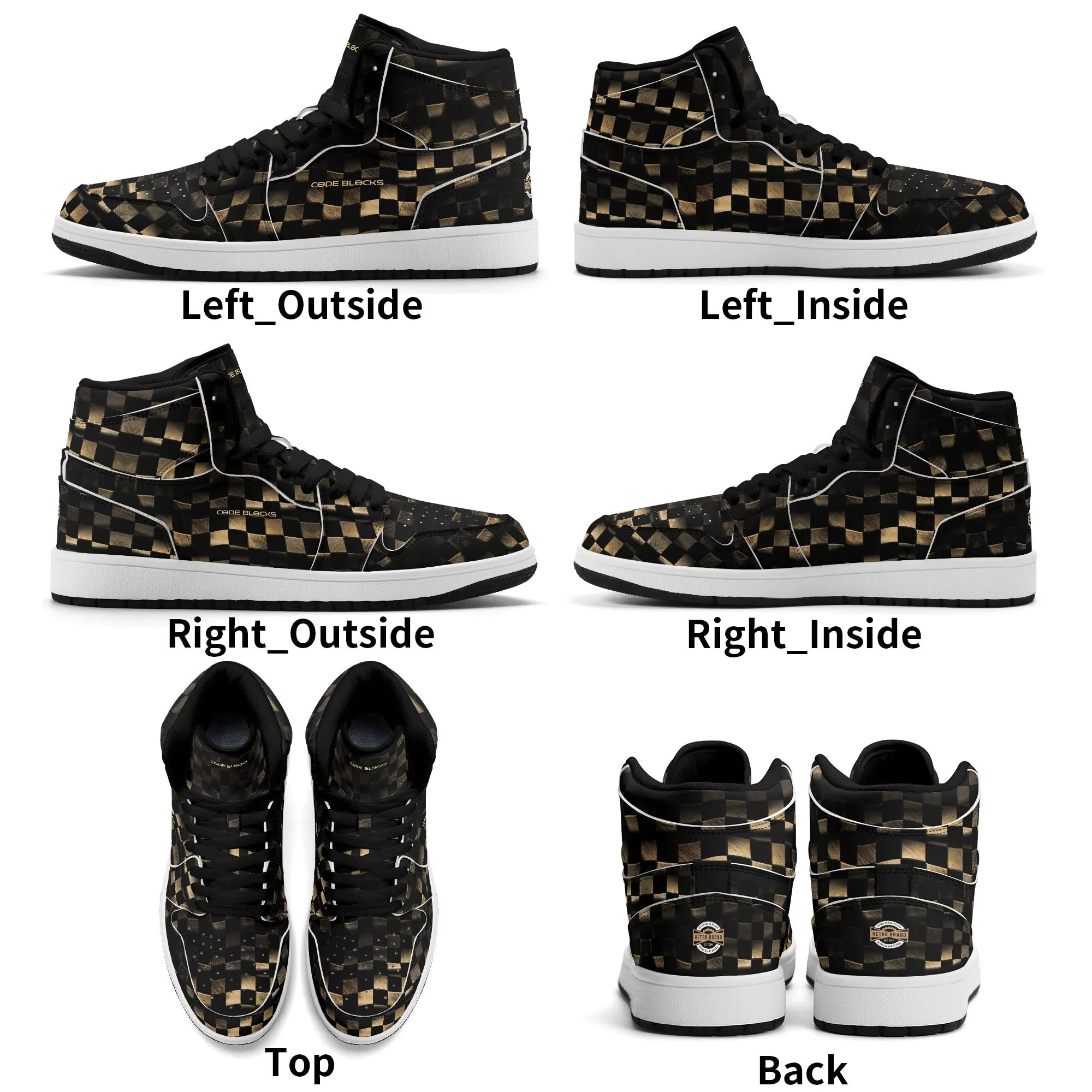 Mens Premium High Top Leather Sneakers